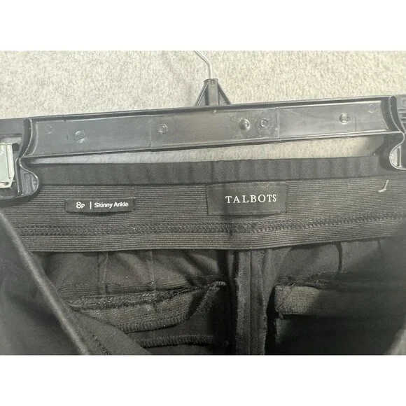 Talbots Skinny Ankle Pants Black Sz 8P Mid Rise Tapered Pull On Trouser EUC - Picture 6 of 9